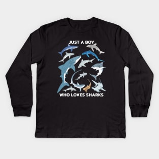 Just a boy who loves sharks Kids Long Sleeve T-Shirt